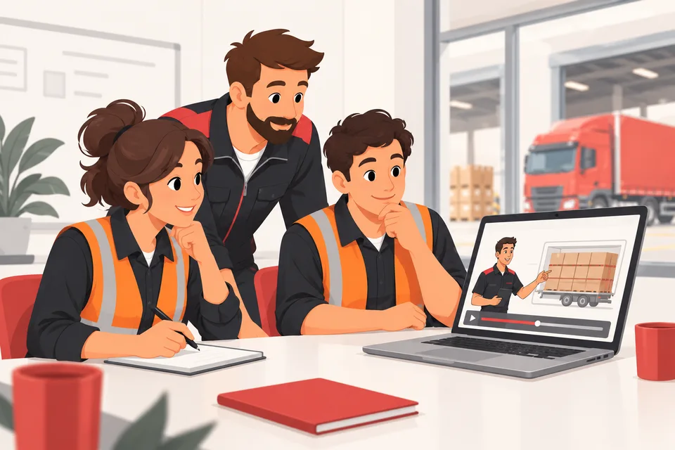 Logistikteam nimmt gemeinsam an einer Online-Schulung teil